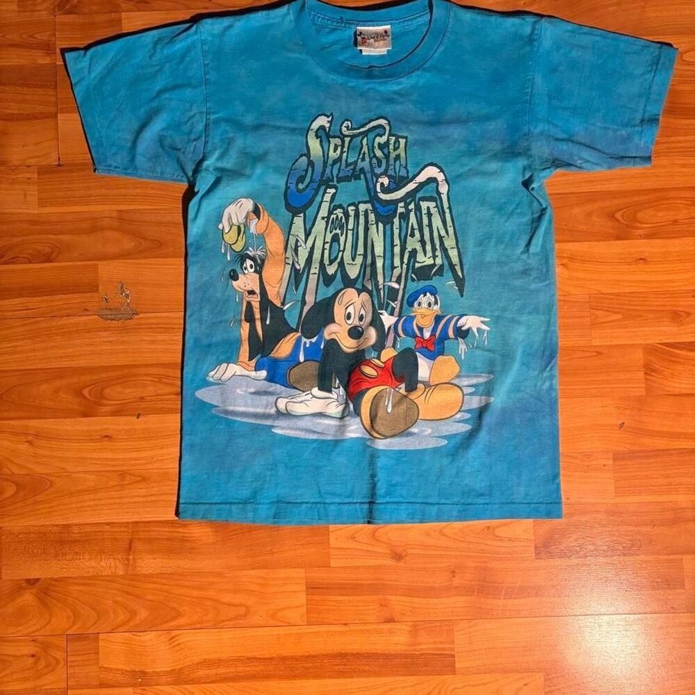 Vintage Disney World Splash Mountain Blue Tee Size S Theme Park Shirt